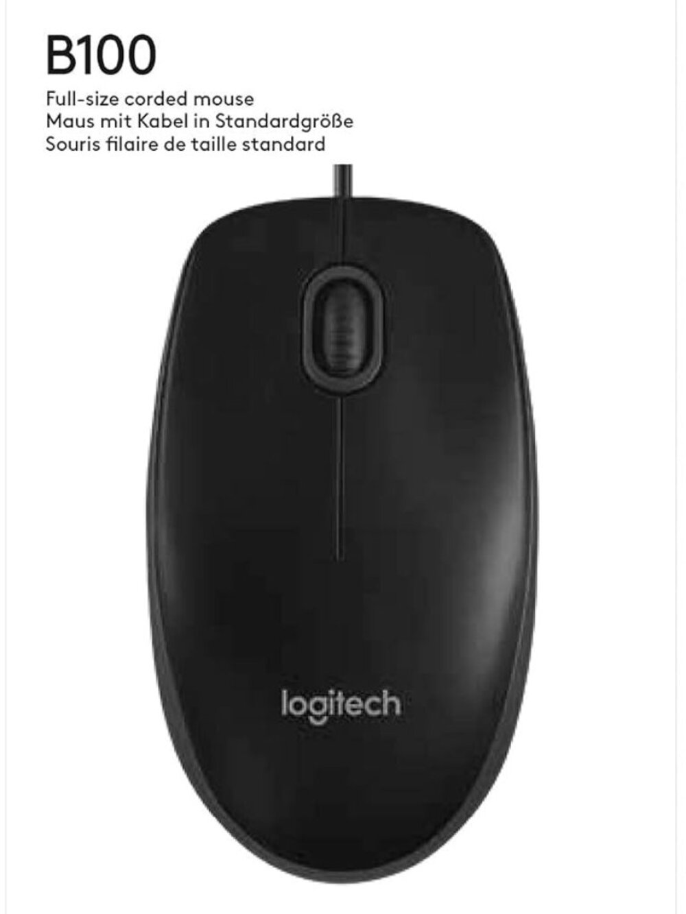 Logitech B100 Full-Size Corded Business Mouse (new)